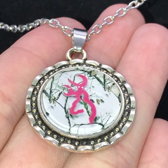 19" Pink and White Browning Cable Chain Necklace - Picture 5 of 6